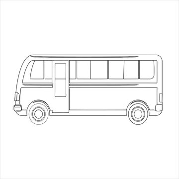 bus  contour isolated on a white background. Side view. bus Vector illustration. children coloring book page  toy 
