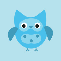 Pretty colourful little owl avatar. Cute animal baby vector illustration for baby card, poster, invitation, graphic, print. Children's textile design in a flat cartoon style isolated element