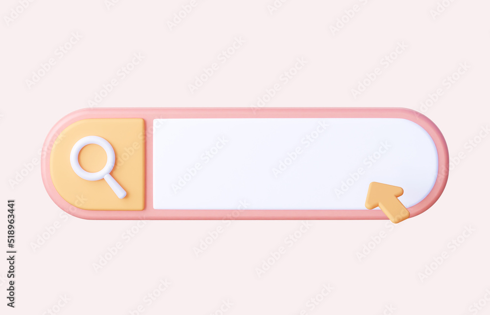 Poster an empty white search bar for searching for the purchase of goods or services and seo . minimal 3d r