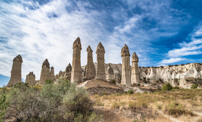 Fototapeta na wymiar Rock formations in Love Valley, Cappadocia, Turkey.