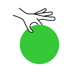 丸と摘まみ上げている手のイラスト素材