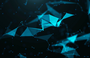 Abstract Connected Lines and Dots, Network Concept, Future Technology