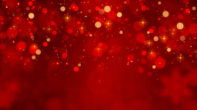 Red abstract bokeh and stars holiday background