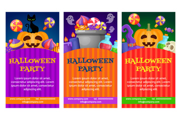 Fototapeta premium Set of Halloween banners design. Vector illustration