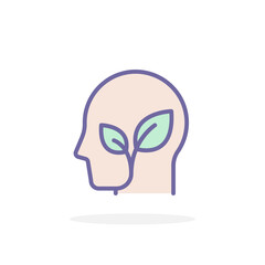 Plant in head icon in filled outline style.
