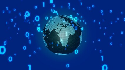 Fototapeta na wymiar 地球のテクノロジーを連想させる青い背景イラスト