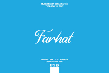 Fototapeta premium Farhat Muslim Female Name Calligraphy Text