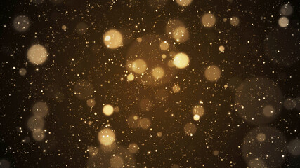 Abstract Yellow Bokeh with Dust Particles Background