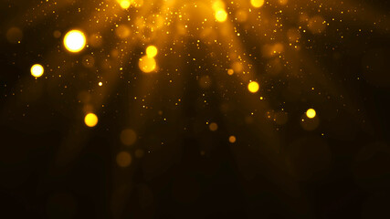 Glittering Yellow Bokeh Lights with Light Rays 