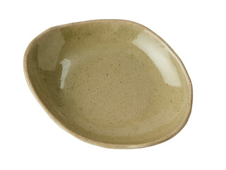 Brown plate isolated on white background with clipping path, Side view