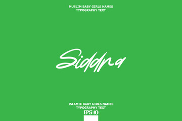 Arabic Girl Name Siddra Typography Text