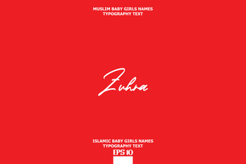 Cursive Typography Text Girl Baby Name Zuhra