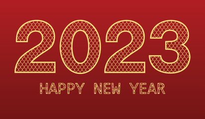 Happy new 2023 year with golden texture numbers