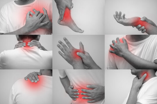 total body pain Black and white put red on the pain area.