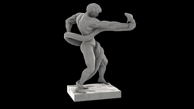 Athlete_Wrestling_with_a_Python - Rotation loop - 3d animation model on a black background
