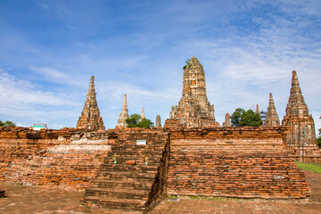 The central Prang in Wat Chaiwatthanaram. A Buddhist temple in the city of Ayutthaya Historical Park, Thailand, on the west bank of the Chao Phraya River. was constructed in 1630 by the king. 