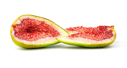 Sliced fresh figs isolated on white background.