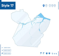 Para, Brazil - map isolated on white background with water and roads. Vector map.