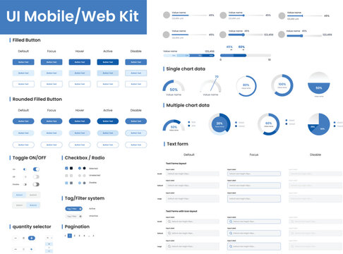 UI Graph and charts Kit elements for mobile or website 