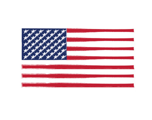 Vector Waving USA Flag with watercolor effect. American Flag Vector. National vector flag of the United States. Watercolor USA banner on white background