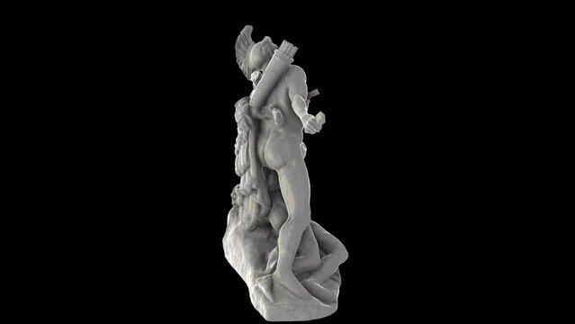 Nisus and Euryale - Rotation loop - 3d animation model on a black background