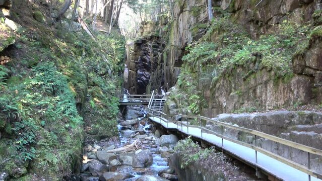 White water flowing through the Flume Gorge, New Hampshire