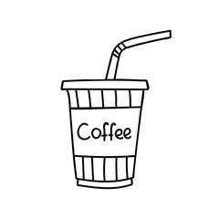 Take away coffee cup doodle illustration in vector. Tak away coffee cup hand drawn illustration in vector. Takeout coffee cup illustration
