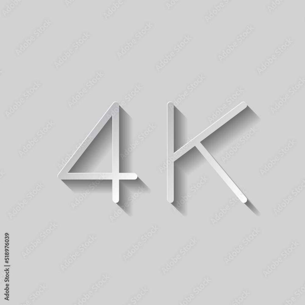 Poster 4k simple icon vector. flat design. paper style with shadow. gray background.ai