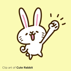 ウサギのキャラクターイラストシリーズ　「やる気」