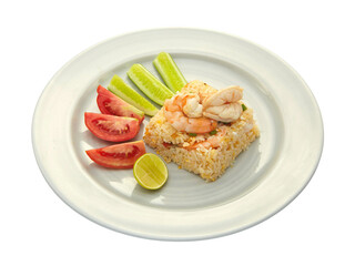 Shrimp Fried Rice isolated on white background