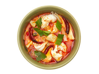 Tom Yum Goong, Thai spicy soup on white background