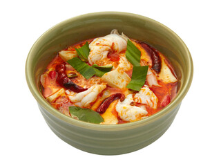 Tom Yum Goong, Thai spicy soup on white background