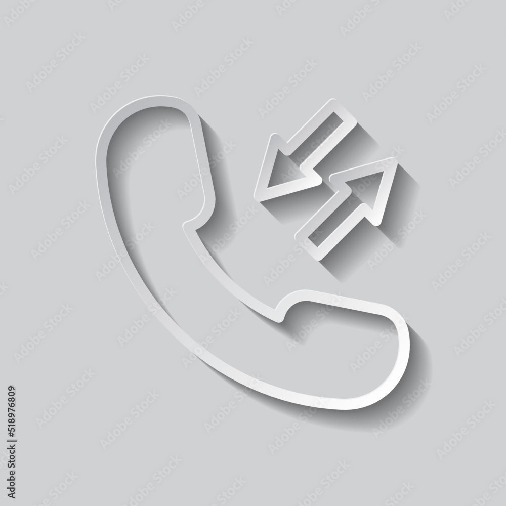 Poster call simple icon, vector. flat design. paper style with shadow. gray background.ai
