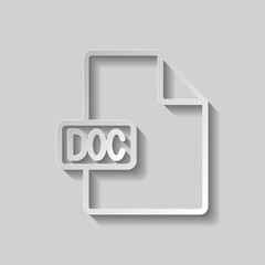 DOC file simple icon vector. Flat design. Paper style with shadow. Gray background.ai