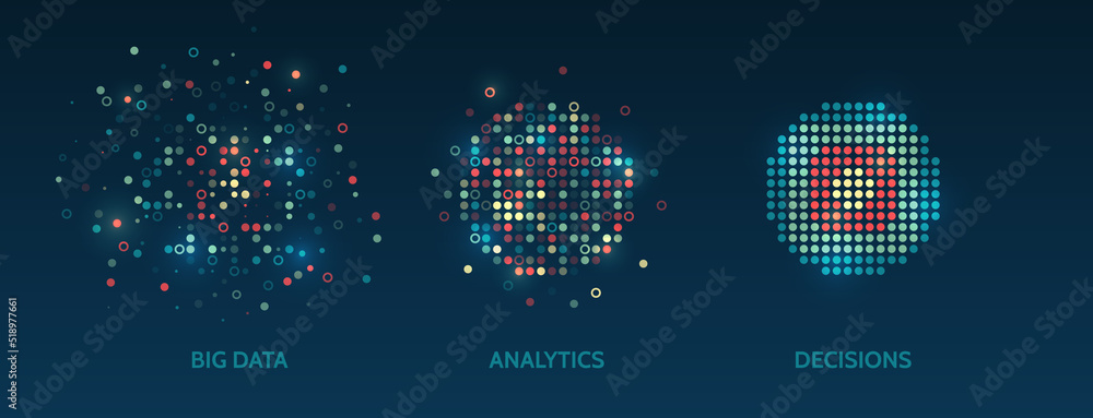 Aufkleber Structuring the flow of information. Data analytics concept. Futuristic file organized. Sorting a large amount of data on a dark background.