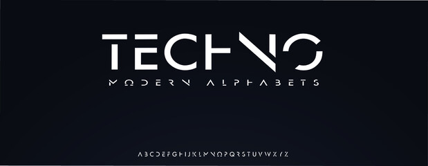 Fototapeta na wymiar TECHNO Sports minimal tech font letter set. Luxury vector typeface for company. Modern gaming fonts logo design. 