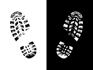 Shoeprints icon in black and white vector sign