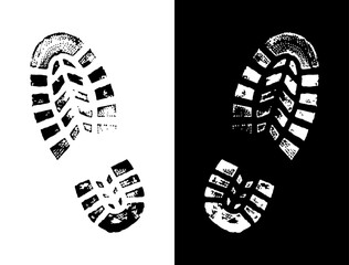 Shoeprints icon in black and white vector sign