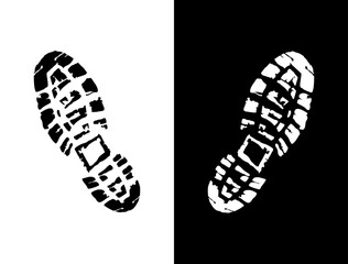 Shoeprints icon in black and white vector sign