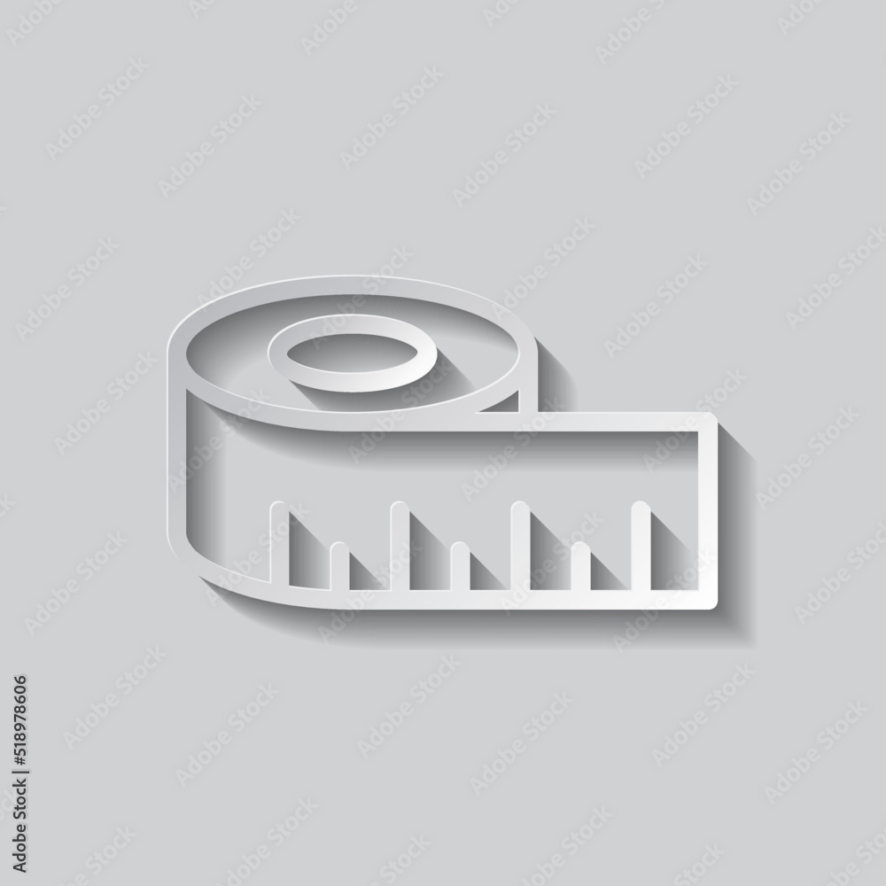Aufkleber measure simple icon vector. flat design. paper style with shadow. gray background.ai