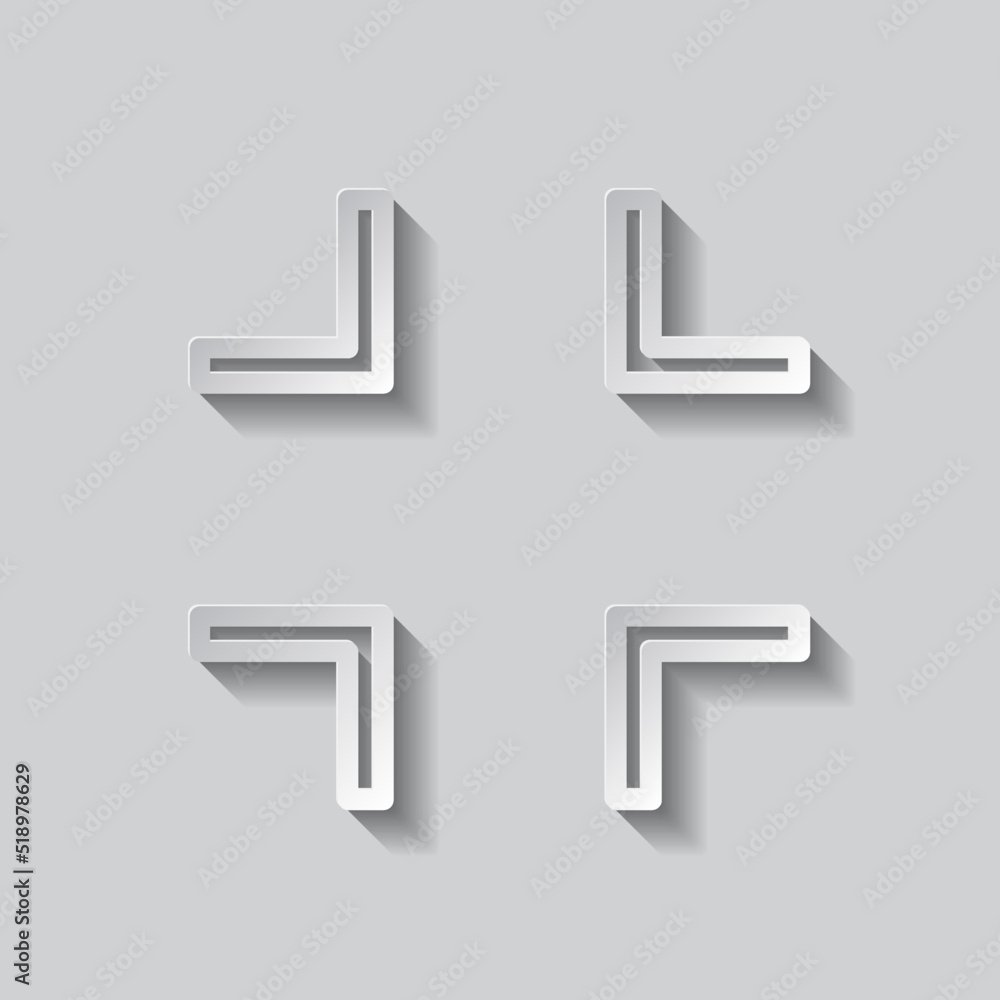 Poster minimize full screen icon vector. flat design. paper style with shadow. gray background.ai