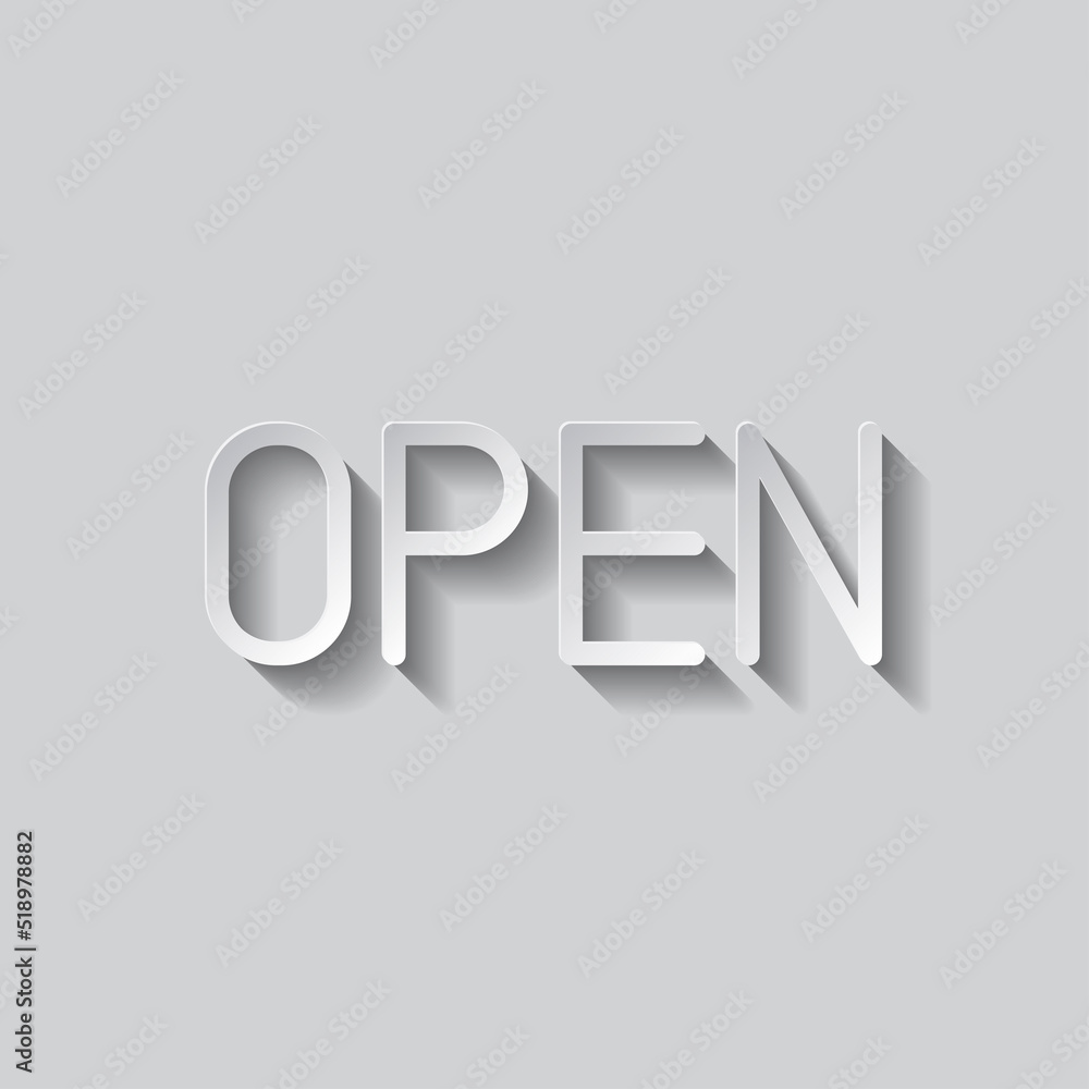 Poster open simple icon vector. flat design. paper style with shadow. gray background.ai