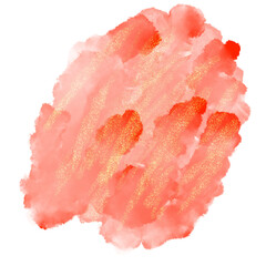 Red gold Watercolor Stroke With Gold Glitter