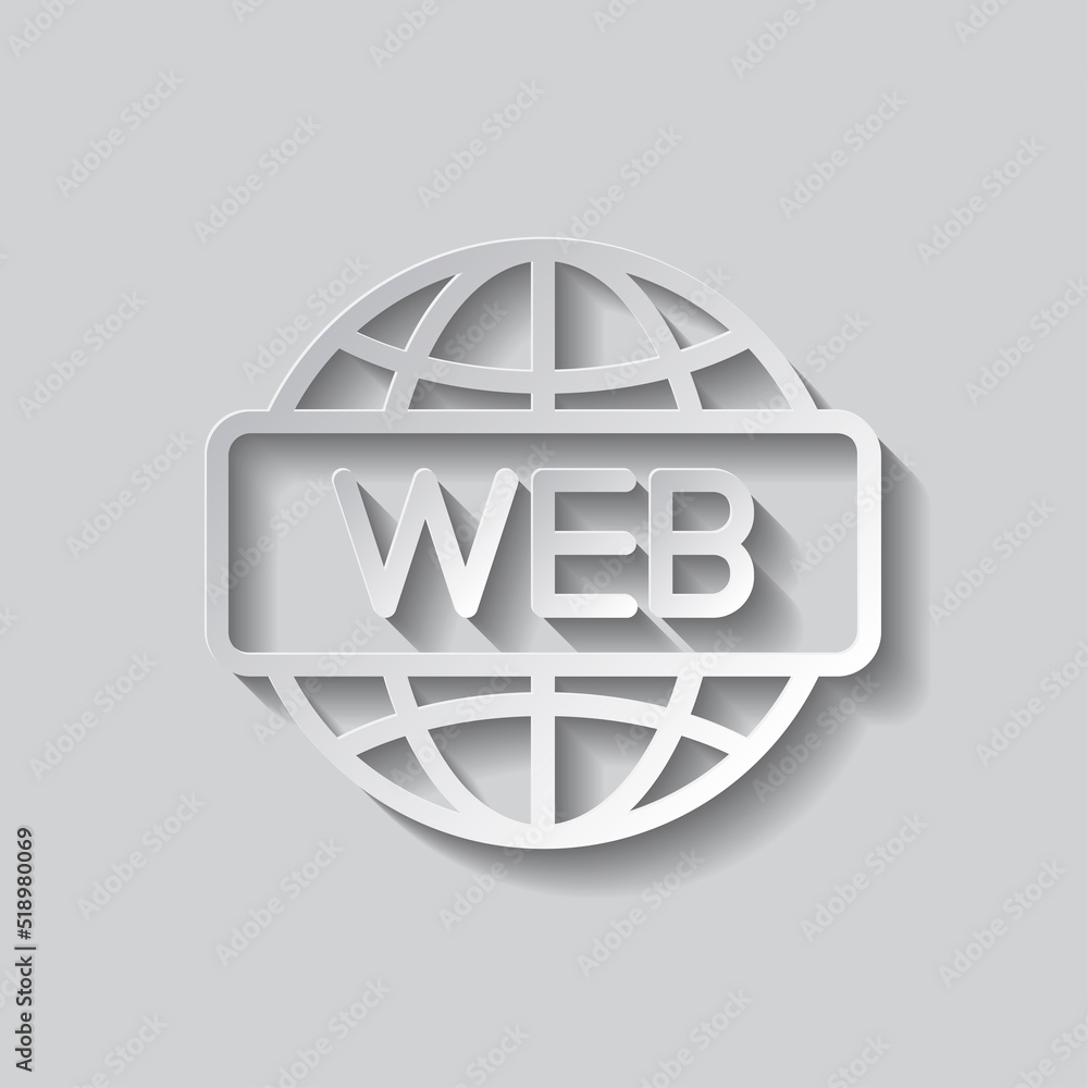 Aufkleber web simple icon vector. flat design. paper style with shadow. gray background.ai