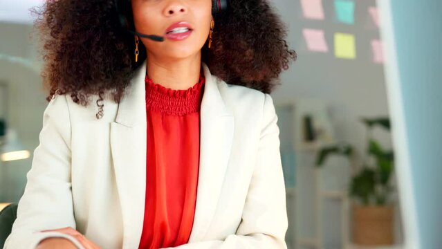 Call center agent signing up a new client and explaining deals and plans in a modern office. Young professional sales representative discussing a strategy. Woman working at a helpdesk or hotline