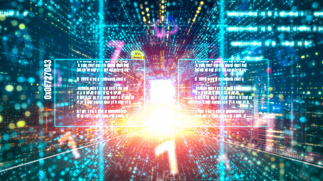 Software development, application programming code and tacit computer coding . Concept of smart digital transformation and technology disruption that changes global trends in new information era . - Powered by Adobe