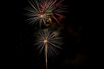 Fireworks in a dark sky