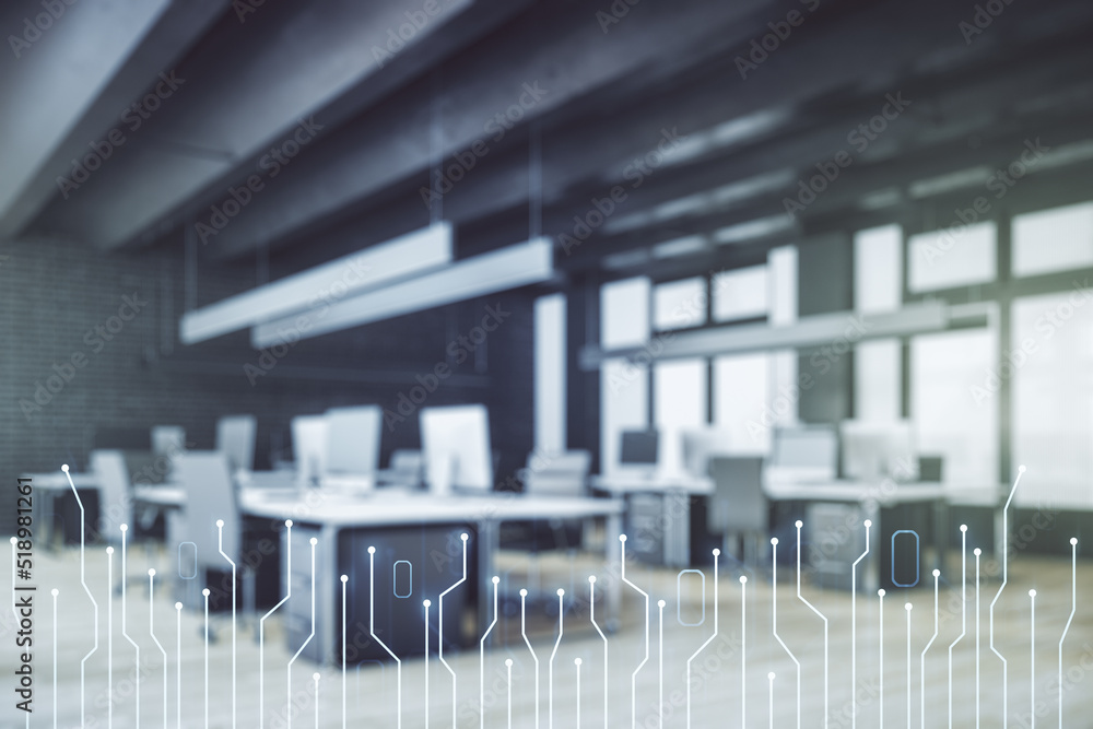 Aufkleber abstract virtual microscheme illustration on a modern furnished office background. big data and data