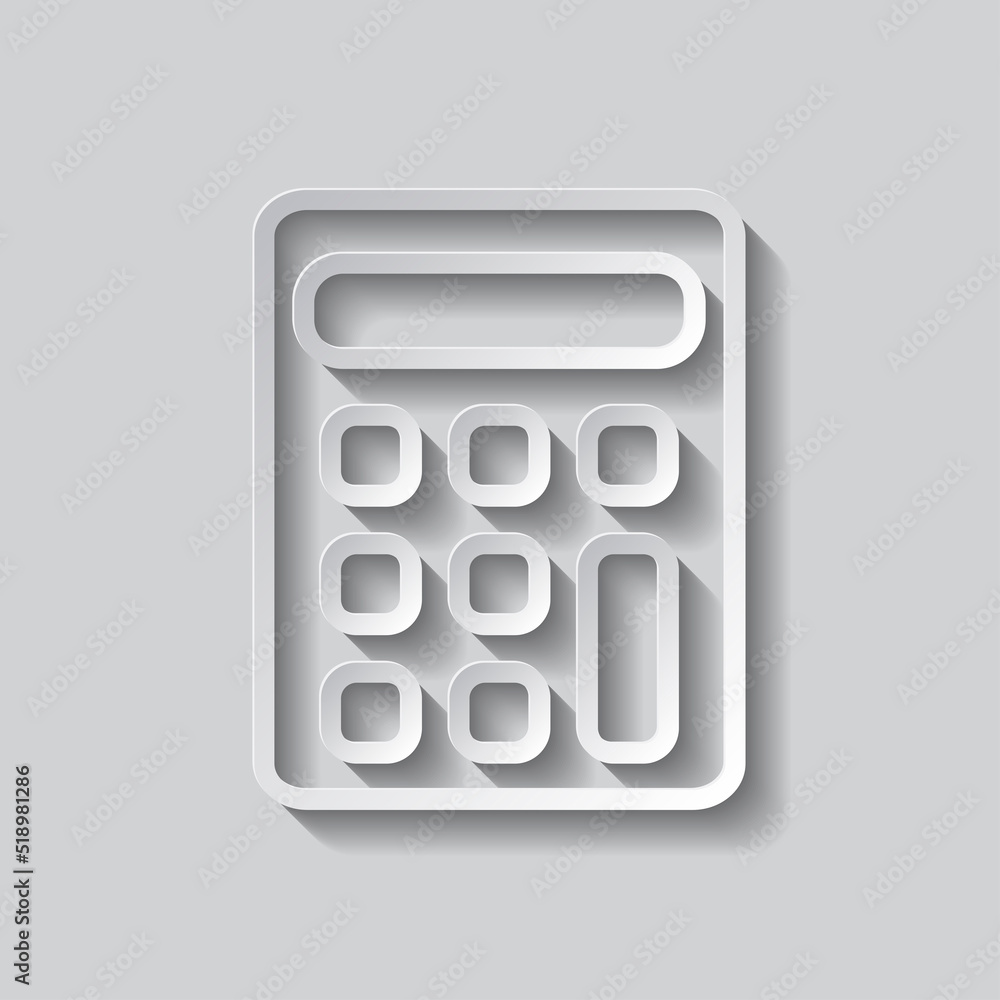 Poster calculator simple icon vector. flat design. paper style with shadow. gray background.ai
