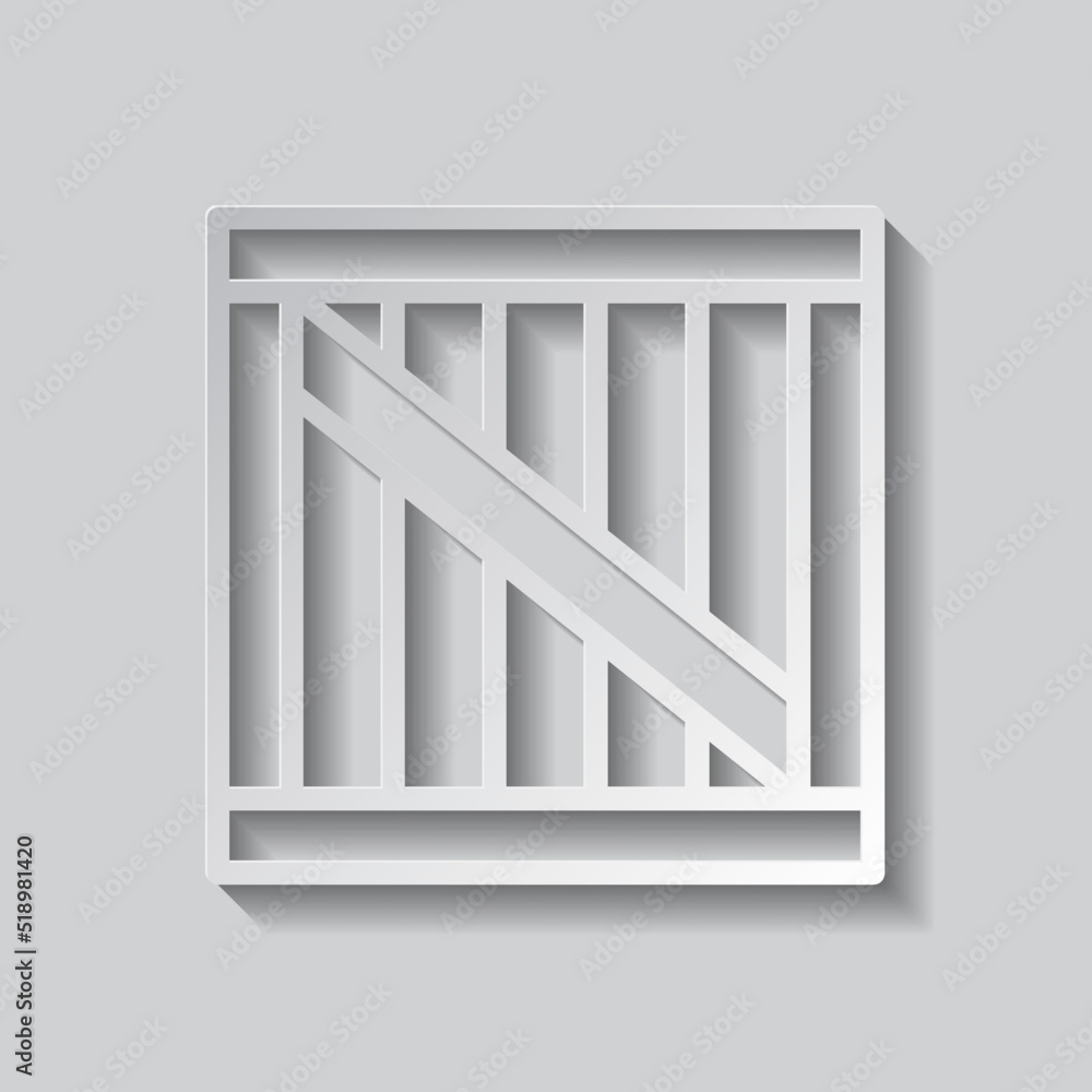 Poster cargo, box simple icon vector. flat design. paper style with shadow. gray background.ai